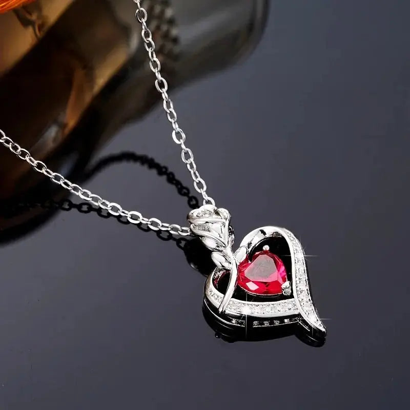 Collier Cœur en Cristal avec ou sans Boîte Cadeau et Rose Éternelle Ballons en fête