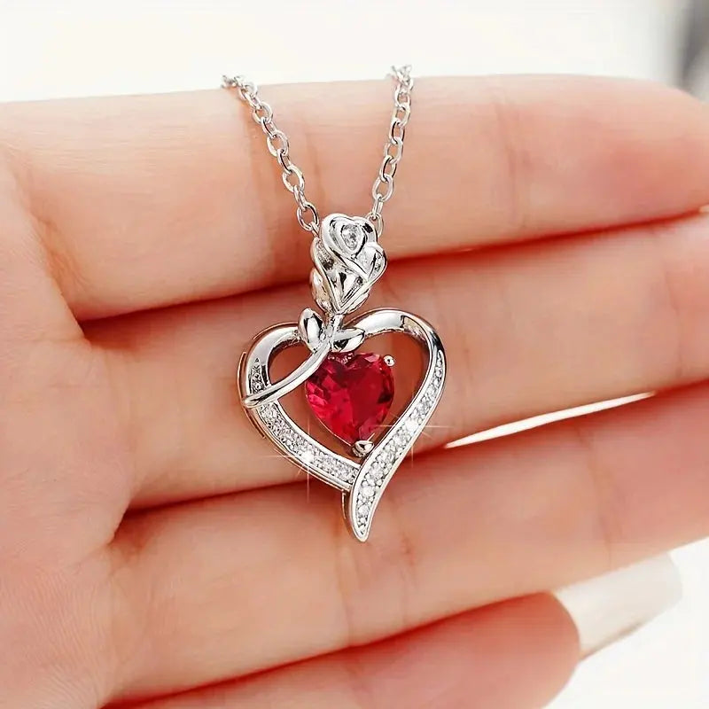 Collier Cœur en Cristal avec ou sans Boîte Cadeau et Rose Éternelle Ballons en fête