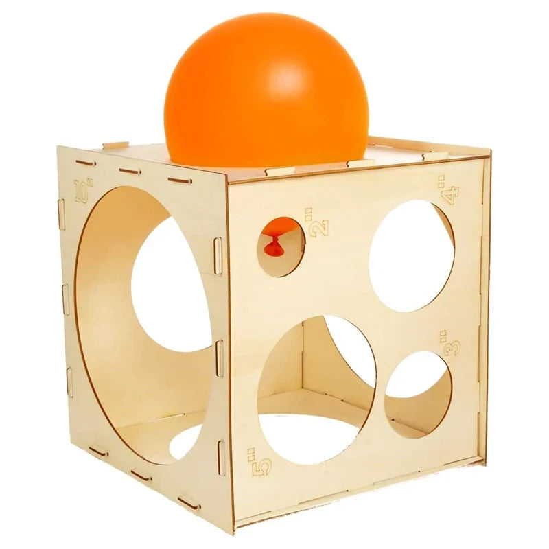 Cube mesure en bois pour ballons