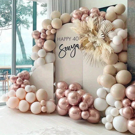 Couronne de ballons rose beige