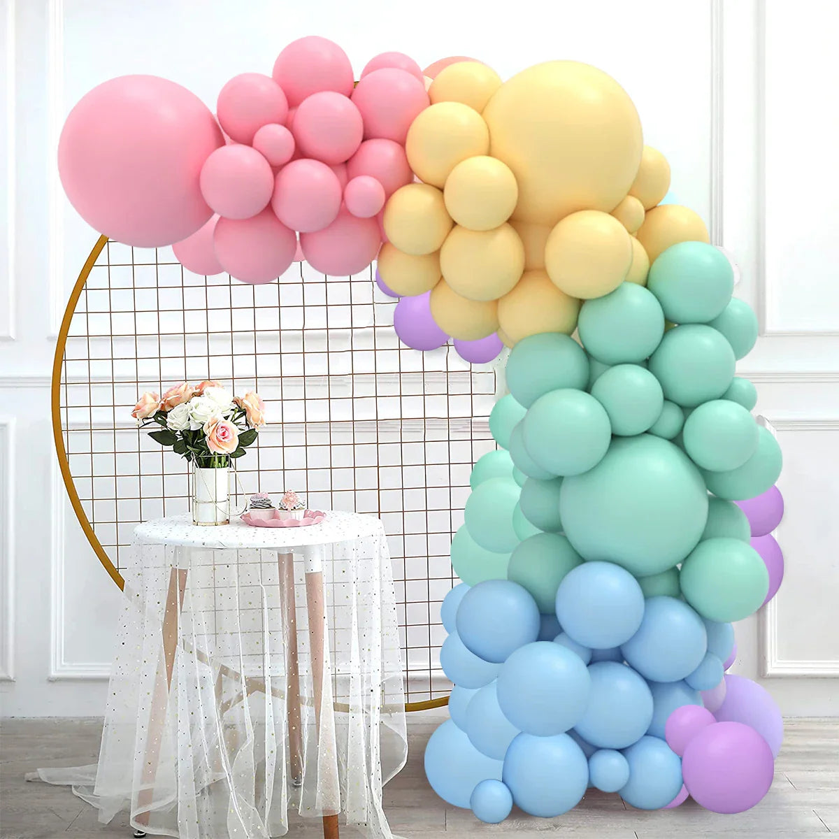 Arche de Ballons Pastel en Demi-Cercle