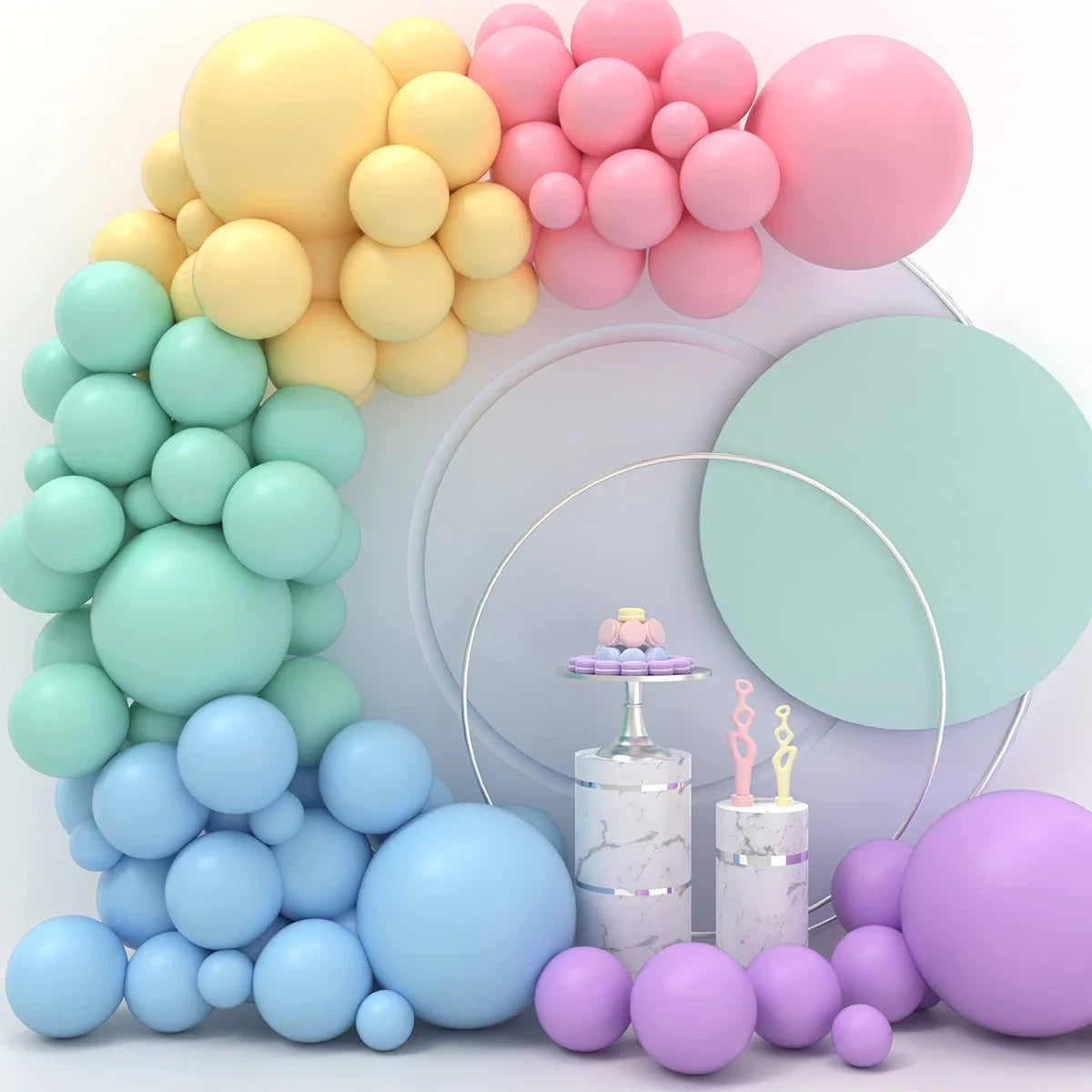 Arche de Ballons Pastel en Demi-Cercle