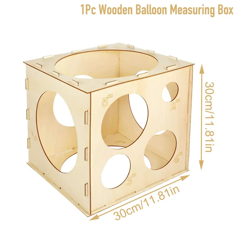 Cube mesure en bois pour ballons