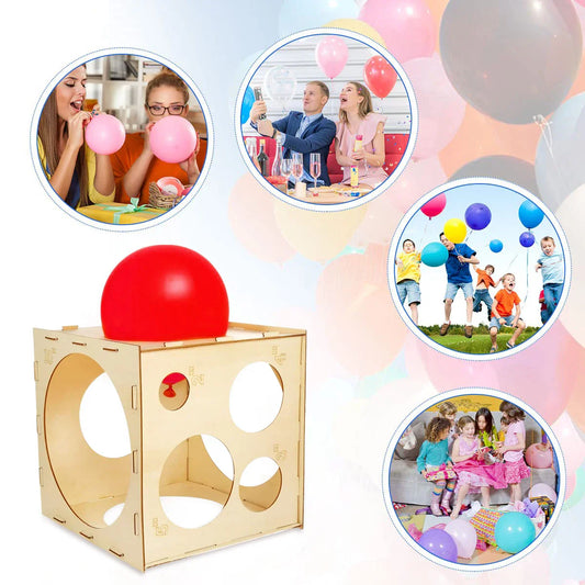 Cube mesure en bois pour ballons