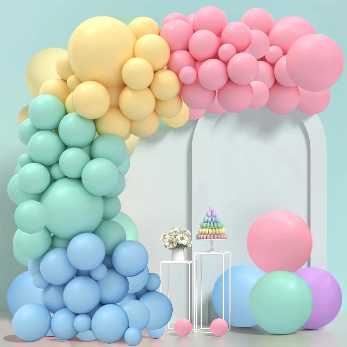 Arche de Ballons Pastel en Demi-Cercle