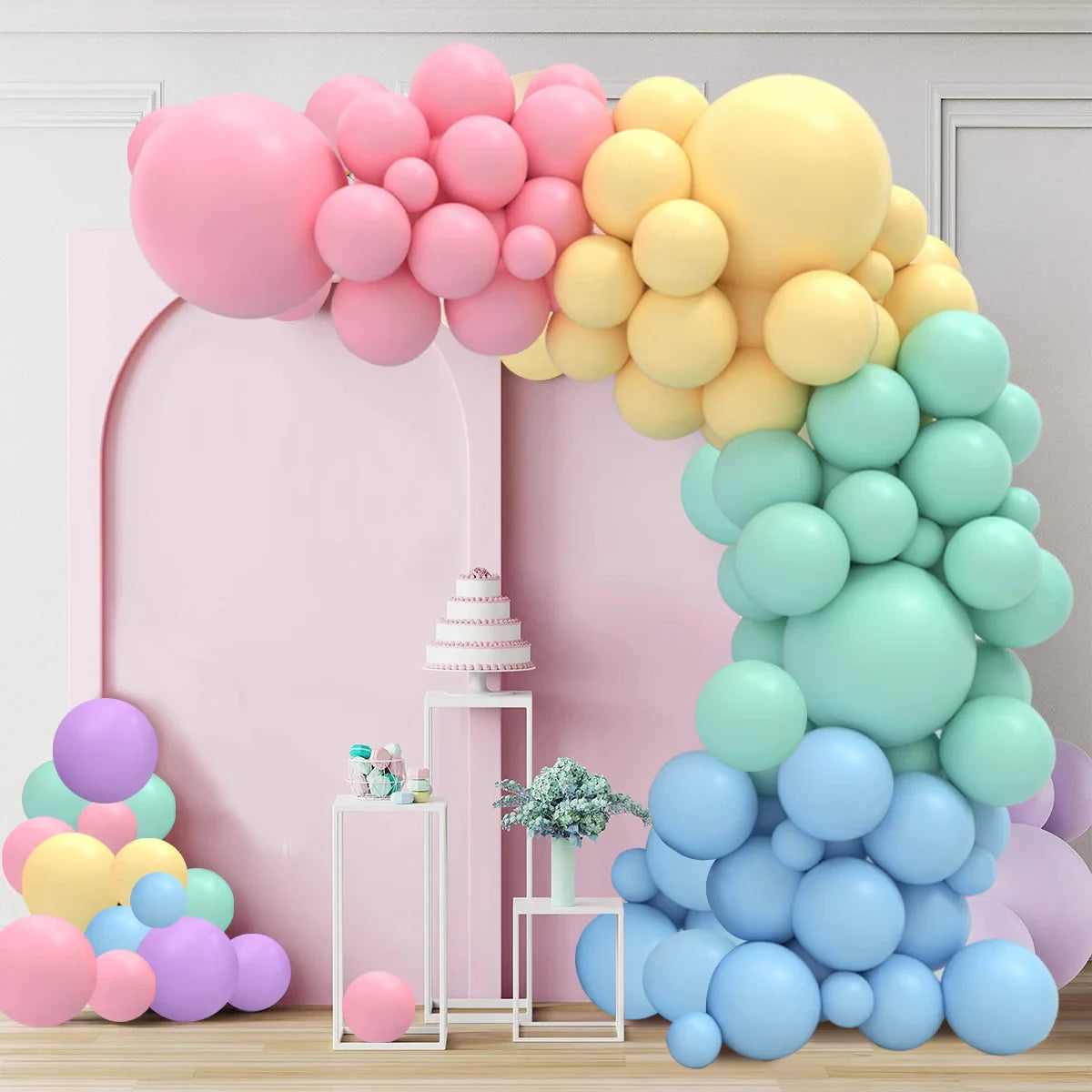 Arche de Ballons Pastel en Demi-Cercle