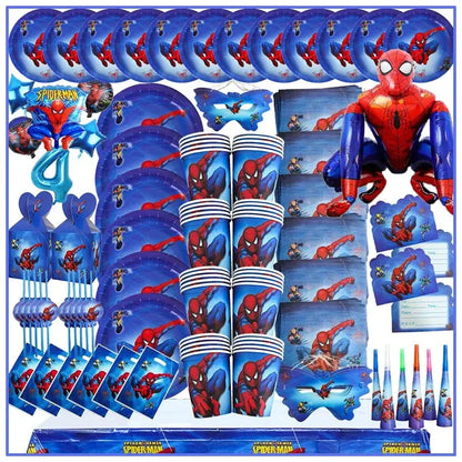 Spiderman Birthday Party Decorations Supplies Set Superhero Tableware Paper Napkins Plates Cups Kit Baby Shower for Kids Gifts Ballons en fête